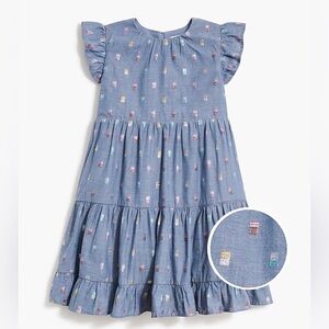 J Crew Crewcuts Girls 8 Blue Chambray Shimmer Clip Dot Dress